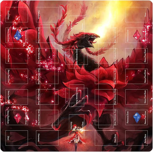 Card Rubber Mat - 2 Player, Square playmat for Gamer 60x60cm/23.6x23.6inch