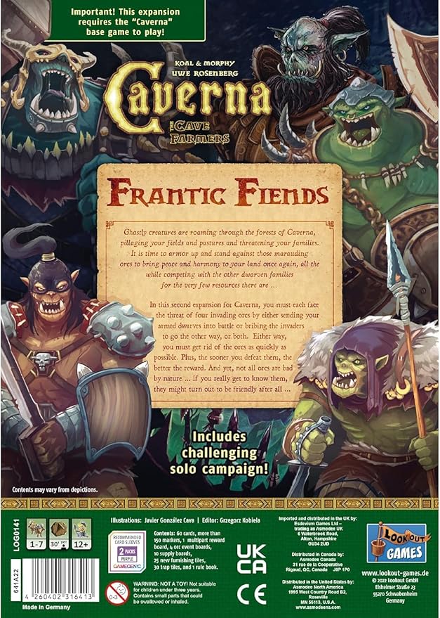 Caverna The Cave Farmers Frantic Fiends Board Game Expansion | Cooperative Farming Strategy Game for Adults and Kids | Ages 12+ | 1-7 Players | Avg. Playtime 30-210 Minutes | Lookout Games