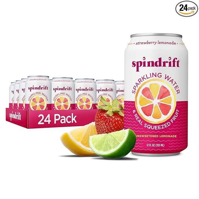 Spindrift Strawberry Lemonade Can 12 Ounce (Pack of 24)