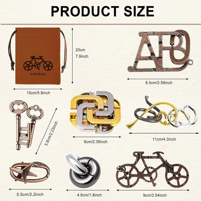 12 PCS Brain Teaser Puzzles Metal Puzzle Logic Metal Puzzle for Adult Lock Puzzles Gift for Adults Teenagers Kids