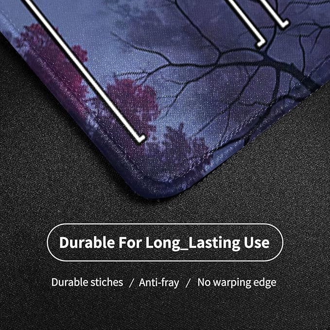 MTG Playmat- Stitched Edges Forest TCG Playmat-Non-Slip Landscape Play Mat Smooth Surface Rubber Base Board Game Mousepad 24x14 inches for Trading Card Game Playing with Storage Bags