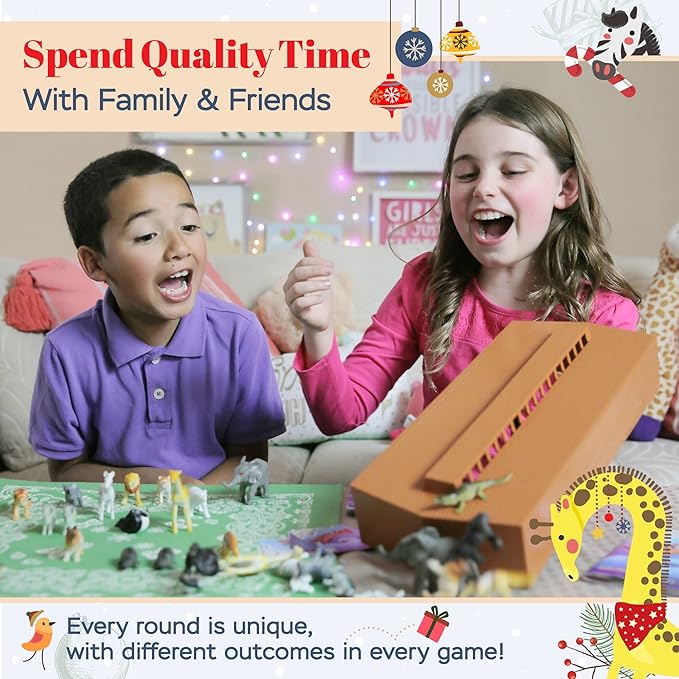 Noah's Ark Toy, Balancing Game Religious Stacking Educational Board Game with Animal Toy, 50 Animals