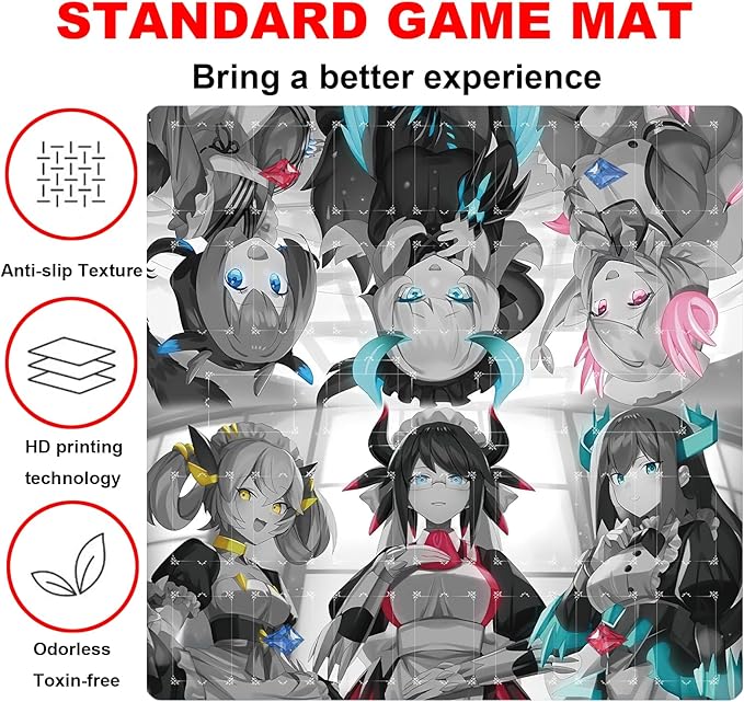 Card Rubber Mat - 2 Player, Square playmat for Gamer 60x60cm/23.6x23.6inch
