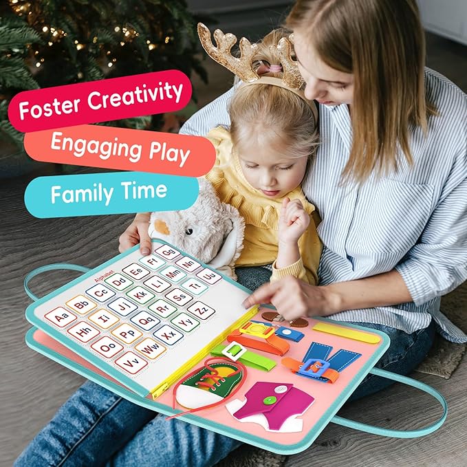 Busy Board Sensory Toys for Toddlers, Montessori Toys for 2 3 4 Year Old Girls Gift, Little Mermaid