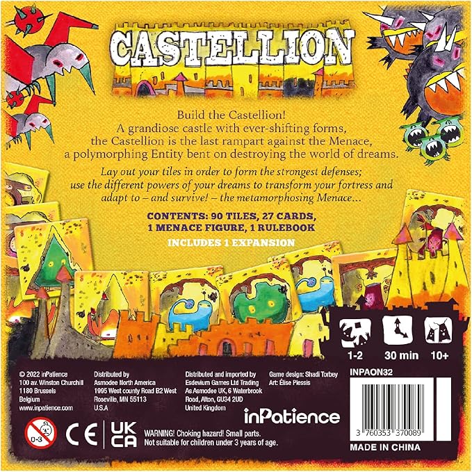 Castellion Board Game | Tile-Placement Strategy Game from The Oniverse | Fun Family Game | Ages 10+ | 1-2 Players | Average Playtime 30 Minutes | Made by inPatience, Multicolor (INPAON32)