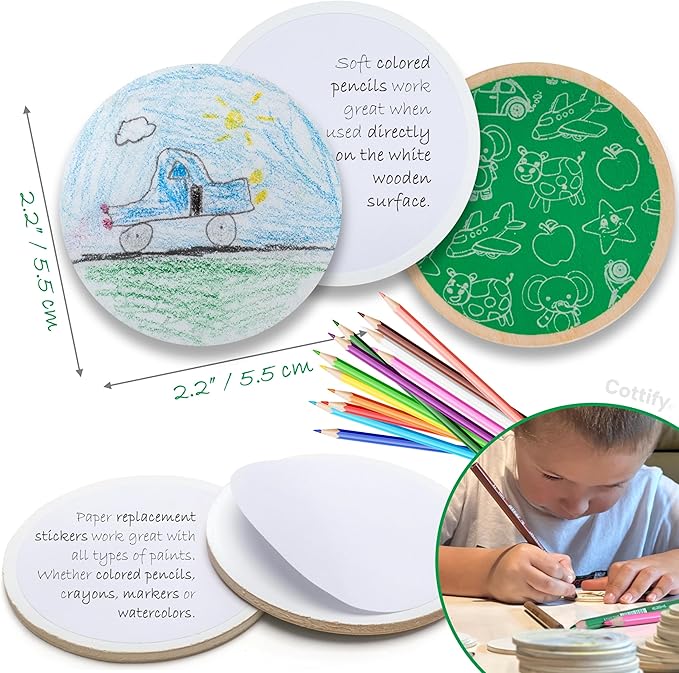 Create Your Own Memory Game 36pc Art & Craft Kit, Durable & Scratch-Resistant Blank Wooden Cards, Replacement Stickers, Matching Games for Toddlers 3-5 and Up, Blank Board Game