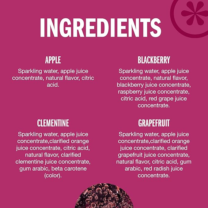 IZZE Sparkling Juice Beverage Blend, Variety Pack, Blackberry, Clementine, Apple, Grapefruit, No Sugar Added, 8.4 FL OZ, 24 Cans