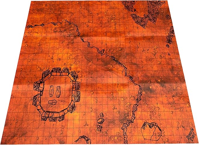 Dungeon Craft Battle Map for DND & RPG – Double-Sided Gloss Laminated 24"x33" Mat with 1" Grid – Wet/Dry Erase Tabletop Terrain – Hell Pack