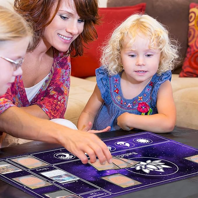MTG Playmat Stitched with Magic Zone for MTG Card Game Playing, Commander Board Game Desk Mat Duel Mat Card Battles Binder Deck 24x14inches for Beginner, Galaxy Purple Mana