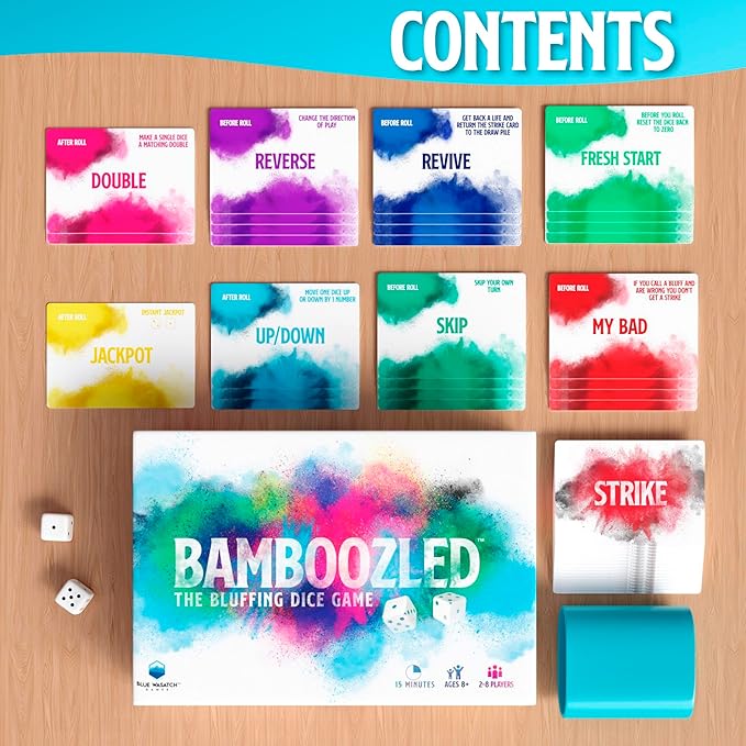 Bamboozled - A Hilariously Fun Bluffing Dice & Card Game. Family-Friendly Party Game for Kids, Teens & Adults. Fast and Easy to Learn