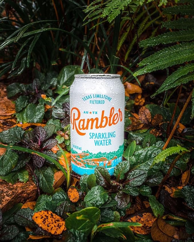 AUTX RAMBLER Sparkling Water, Texas Limestone Mineral Blend, Original Natural Flavor, 12-Ounce Cans, 12-Pack