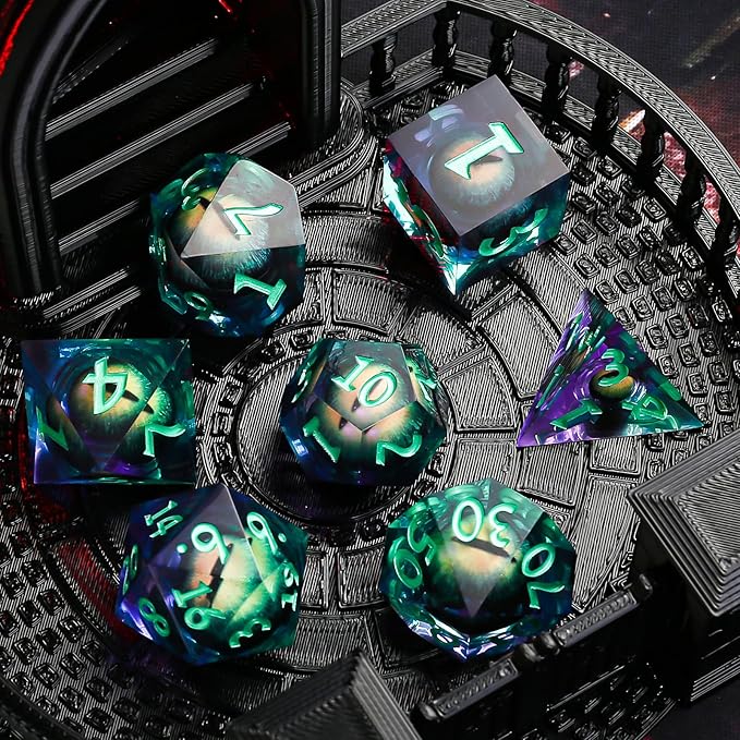 D&D Dice Set,Liquid Core Dragon Eye Dice,DND Polyhedral Dice for Dungeons and Dragons,TTRPG