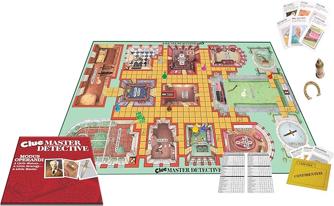 Clue Master Detective With Oversized Brass Tone Metal Weapons by Winning Moves Games USA, Largest Game of Clue Ever, for up to 10 Players, Ages 10 and Up