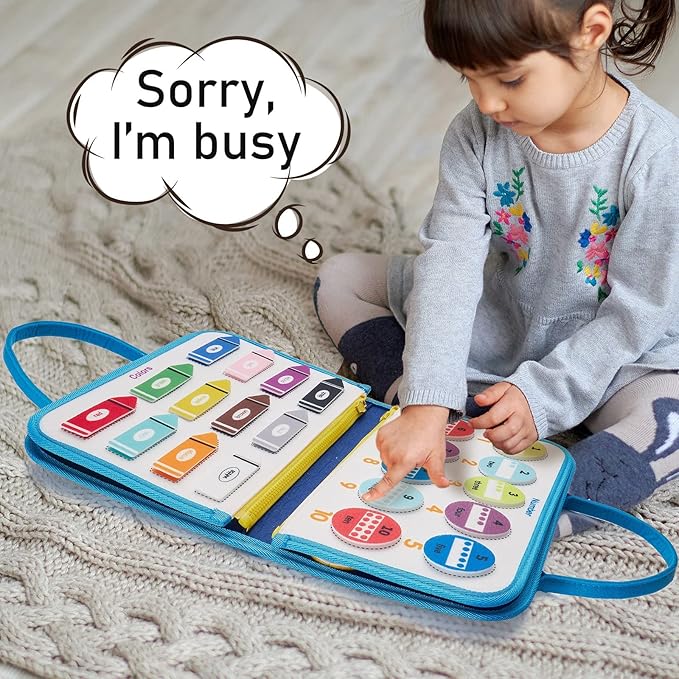 Busy Board Sensory Toys for Toddlers 1 2 3 4, Toddler Travel Activities Educational Toys, Montessori Toys for 2 3 4 Year Old Boys Girls Gift, Dinosaur