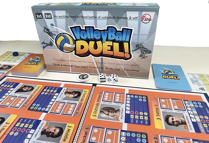 Action & Strategy Volleyball Board Game | Indoor Theme | Ages 13+ | 2 Players | 1v1 or 2v2 | Average Playtime 15 Minutes | Gift for Volleyball Players and Fans