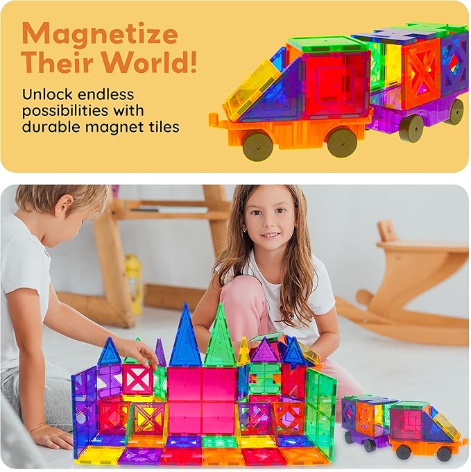 PicassoTiles® PT82 Creativity Set Magnet Building Tiles Clear Color Magnetic 3D Building Block - Creativity Beyond Imagination! Educational, Inspirational, Conventional, Recreational