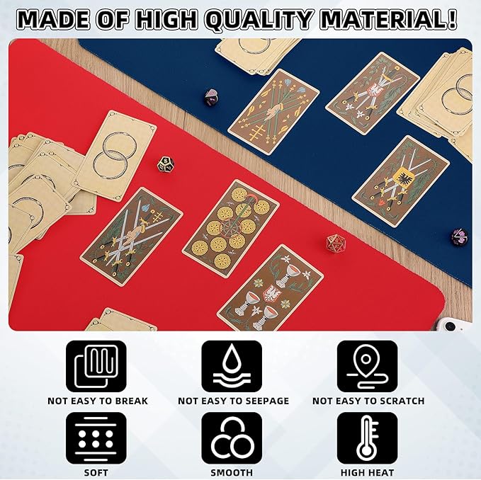 Yexiya 4 Pcs Card Game Mats 14 x 24 Inch Playmat Sublimation Blanks Playmat Smooth Card Playing Mat for Board Games,and Collectible Playing(Black, Red, Blue, White)