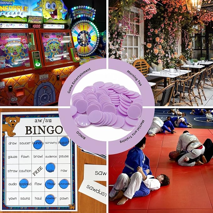 Set of 100 Opaque Plastic Learning Counters Mini Poker Chips Game Tokens with Storage Box (Thistle, 1.26 Inch)