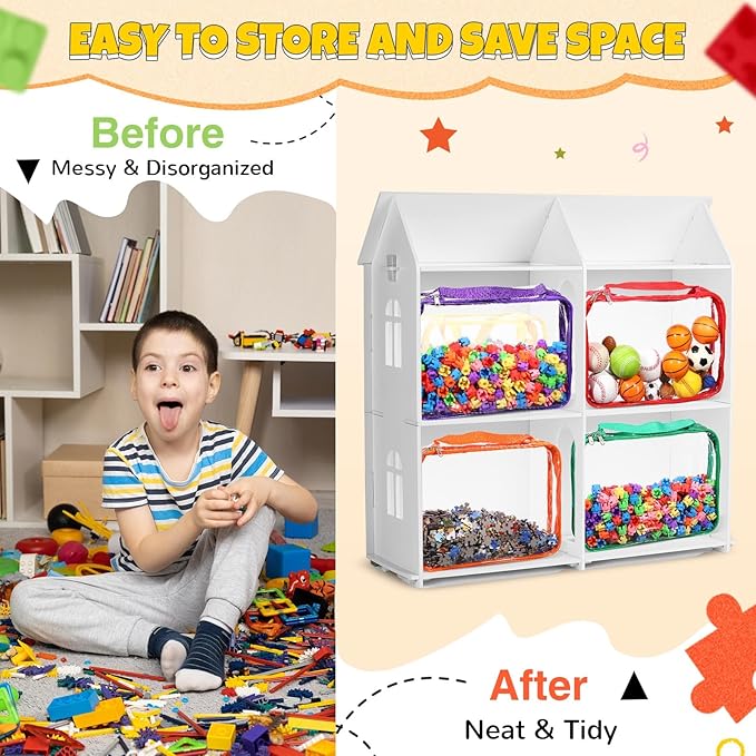 Sanwuta 12 Pcs Extra Large Toy Storage Bags 12.6 x 9 x 2.36 Inch Waterproof Toy Bags with Zipper Clear PVC Puzzles Organizing Container for Books Board Games Building Blocks Toiletry(6 Colors)