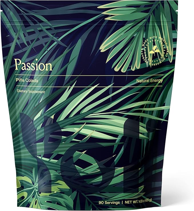 Yoli® Passion Energy Drink Powder Mix - Natural Energy Drink Mix for Endurance and Stamina, Bulk 90 Servings - Pina Colada Flavor
