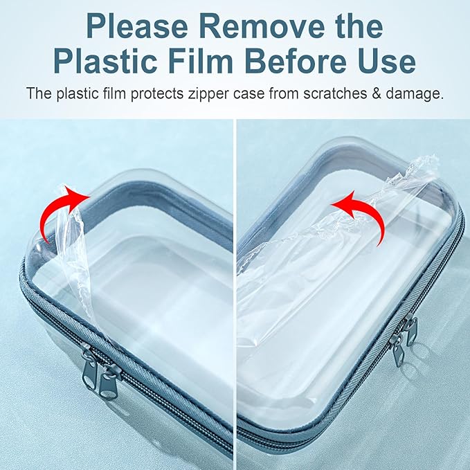 Hoolerry 4 Pcs Hard Clear Zipper Case Transparent Cases for Snacks Makeup Bag Plastic Storage Box Containers for Building Blocks, Puzzles, Cosmetics(Morandi,7.5 x 3.9 x 2 in)