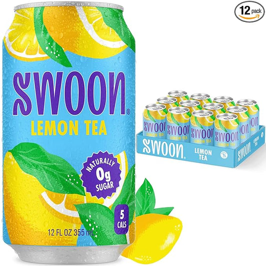 Swoon Lemon Tea - Sugar Free, Low Carb, Paleo-Friendly, Gluten Free - Flavored Keto Drinks Made with Organic Black Tea and Sweetened by Monk Fruit and Stevia (Pack of 12)