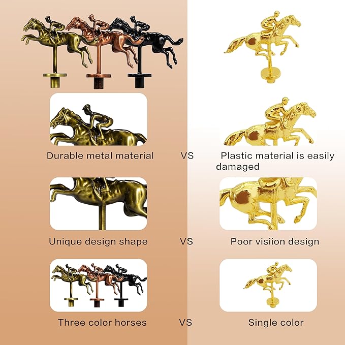 Metal Horse for Horse Racing Board Game, 5 Colors Chips, Gold×4, Rose Gold×4, Black×3
