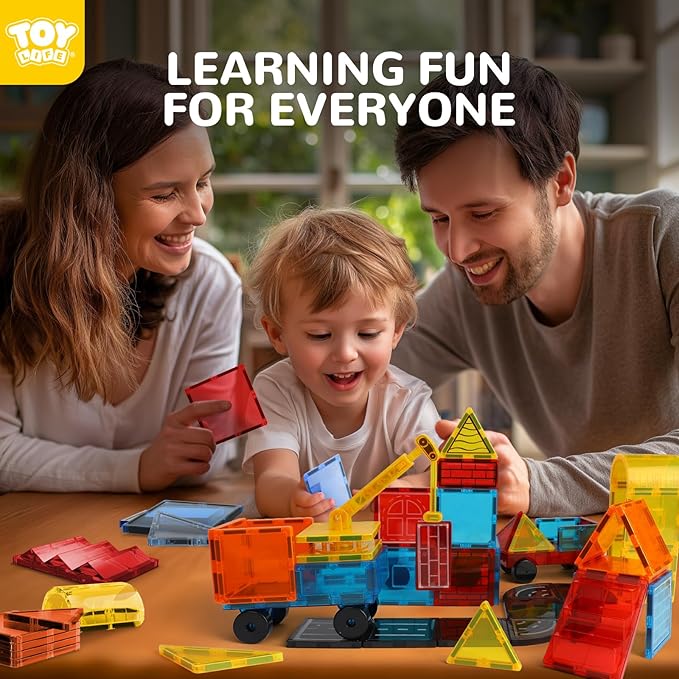 TOY Life Magnetic Tiles for Kids Ages 3-5, 80Pcs Magnet Building Toys for Kid Age 4-8, Construction Buildiing Tile for Toddler 1-3, Kids Preschool Toys