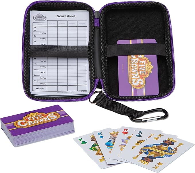 Five Crowns Travel Case Bundle, Cards, Scorecard Included – Card Game for Kids and Adults, Family Game Night, The Game isn’t Over Until the Kings Go Wild!, 5 Suited Rummy Style Card Game, Ages 8+