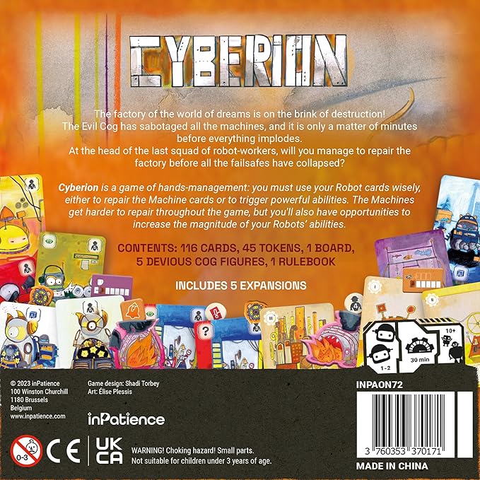 Cyberion Board Game - Repair The Dream Factory in This Card Management Game! Strategy Game, Fun Family Game for Adults and Kids, Ages 10 +, 1-2 Players, 30 Minute Playtime, Made by inPatience