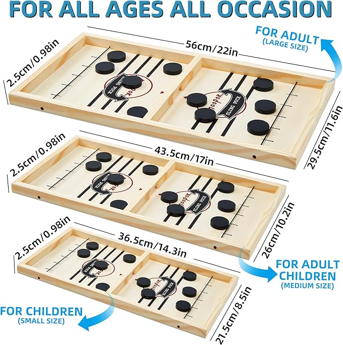 Fast Sling Puck Game - 2 in1 Chess Board and Desktop Battle Super Winner Game,Fast Action Wooden Air Hockey Board Game,Adults and Kids Family Friend Funny Slingshot Game Toys