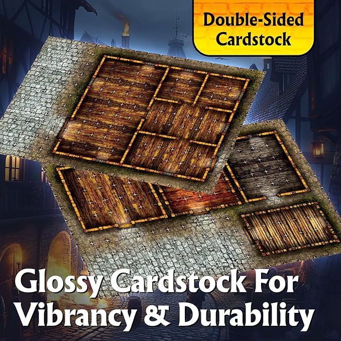 Arcknight The Cobblestone City Roleplaying Battlemaps; 16 Modular RPG Maps in 8 Double-Sided Pages, 1" Square Grid, Modular & Versatile Design for Tabletop Gaming - for Dungeons & Dragons, Pathfinder