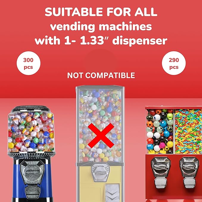Capsule Vending Machine Colored Round Capsules Empty 250 pcs 1.26 inch - Gumball Machine Capsules Bulk Party Favor Containers - Easter Basket Stuffers Gifts Pinata Stuffers DIY Craft Supplies