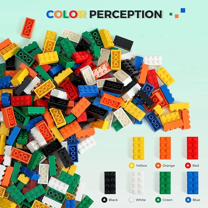 500 Piece Classic Building Bricks and 1 Gray Baseplate, 2x4 Bricks Bulk Creative Building Toys, Blocks Bulk for Kids Ages 6+, 7 Colors