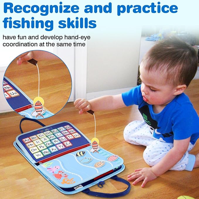 Busy Board Montessori Baby Toys for 1 2 3 4 Year Old Boys Girls Gifts, Sensory Toy for Toddlers 1-3, Educational Activities Travel Toy for Airplane Car, Busy Book for Learning Fine Motor Skills