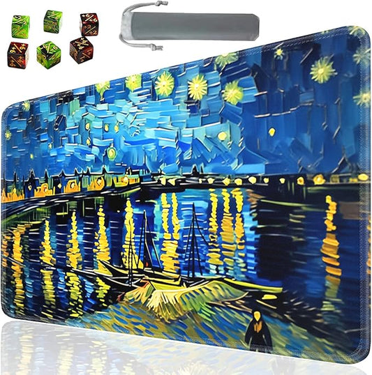 Board Game for TCG Playmat Table Mats Games Size 60X35 cm Mousepad Compatible for MTG RPG CCG Trading Card Game Play mats with 6 Dice (Playmat 136)