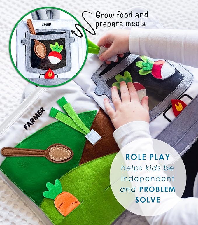 Curious Columbus Quiet Book Fabric Busy Book for Toddlers 3-5 - Airplane Toddler Travel Toys for Kids - Montessori Toy Preschool Activity Books - Fun and Educational for Toddlers