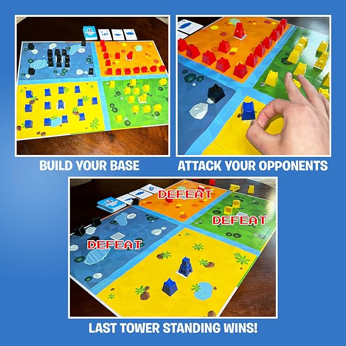 Pixel Forts Board Game by Uzzle Games | Fun Games for Kids (Age 6+), Teens, Family Board Games | Build Your Defense & Protect Your Fort, Interactive Building Game for Home, School, Work & Travel