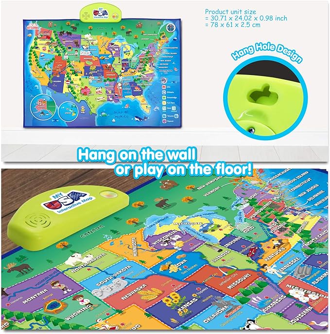 BEST LEARNING i-Poster My USA Interactive Map - Educational Talking Toy for Kids of Ages 5 to 12 Years Old