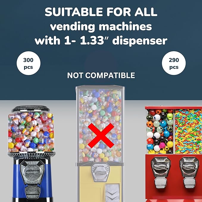 Entervending Vending Machine Empty Round Capsules 1.1” 500 pcs Bulk Capsule for Toy Gumball Machines Small Clear Containers Surprise for Kids Party Favor Prize