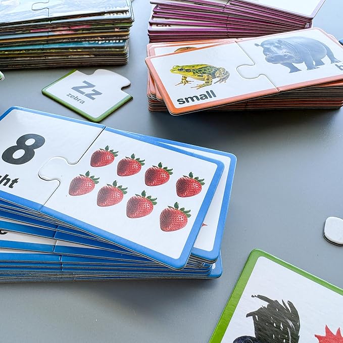 QUOKKA 5X MEGASET Realistic Puzzles for Toddlers 3-5 - Matching Games for Kids Ages 2-4 - Numbers Animals Opposites ABC Learning for Toddlers 1-3 Year Old - Educational Toy for Boy and Girl