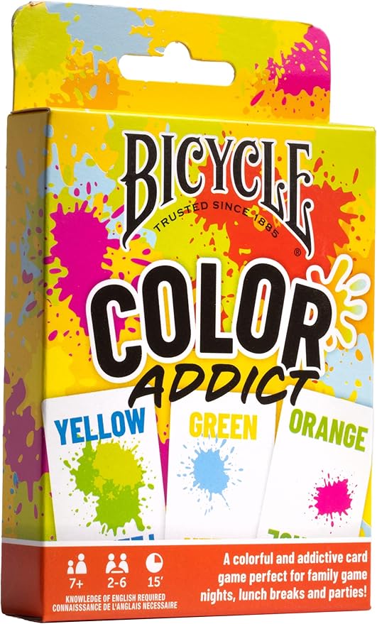 Bicycle Color Addict Matching Family Card Game, Up to 6 Players (Ages 7 and Up), Yellow