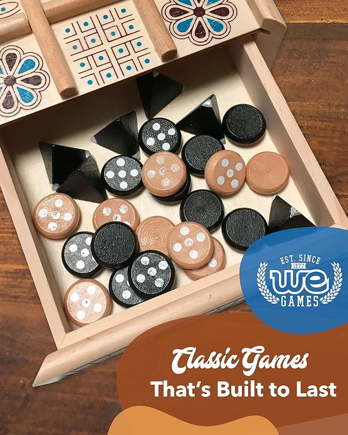WE Games Royal Game of UR - Ancient Strategy Two-Player Board Game with 13.5” x 5.5” Wood Board & Storage Drawers, Ideal for History Enthusiasts