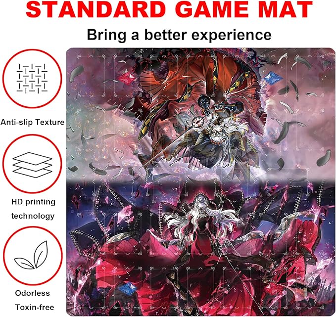 Card Rubber Mat - 2 Player, Square playmat for Gamer 60x60cm/23.6x23.6inch