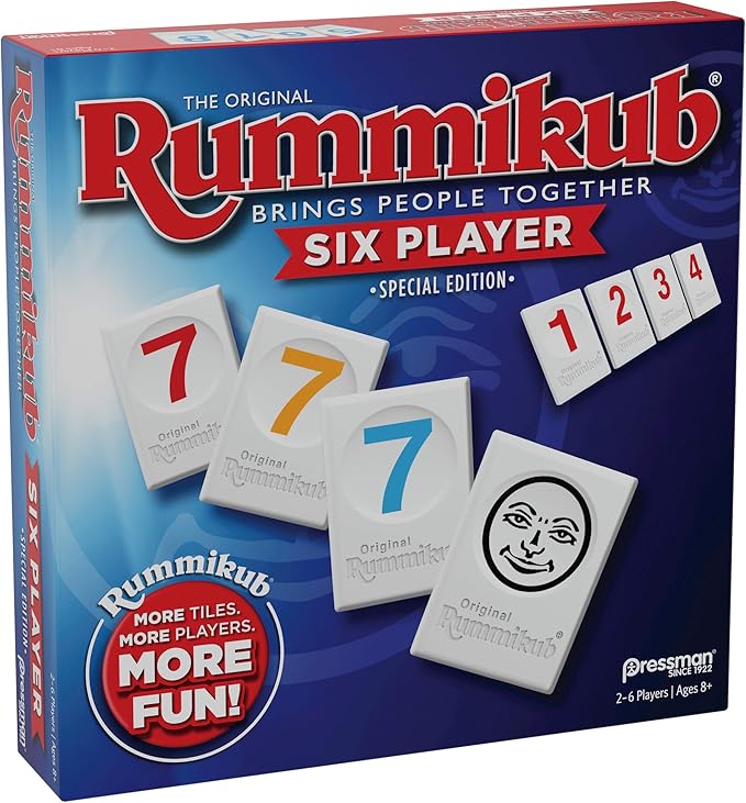 Rummikub Six Player Edition - The Classic Rummy Tile Game - More Tiles and More Players for More Fun! by Pressman , Blue