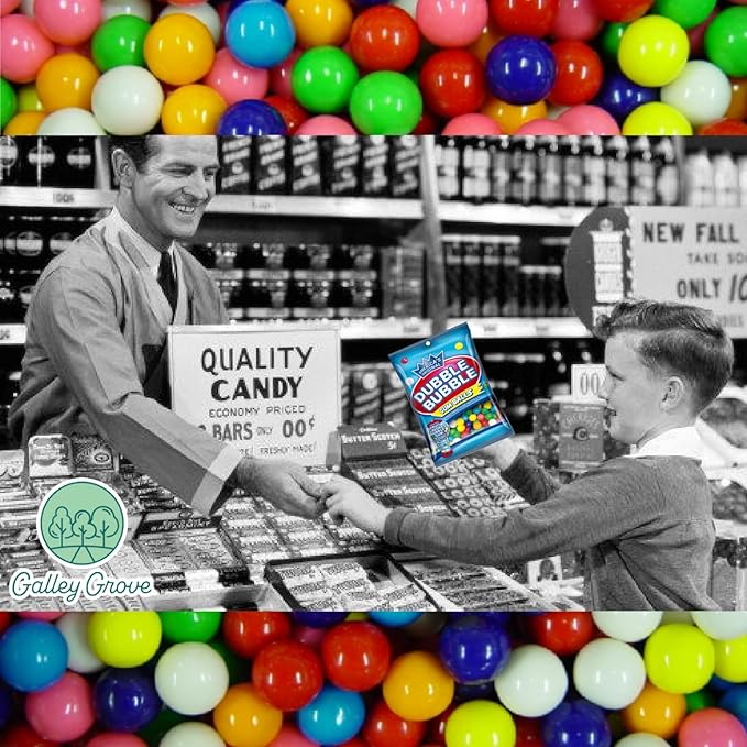 Dubble Bubble Mini Gumball Machine Refills 4.4 oz Bag (2-Pack), 1/2 inch 13mm Assorted Fruit Flavor Bubble Gum, Bundle With Galley Grove Sugar-Free Breath Mints