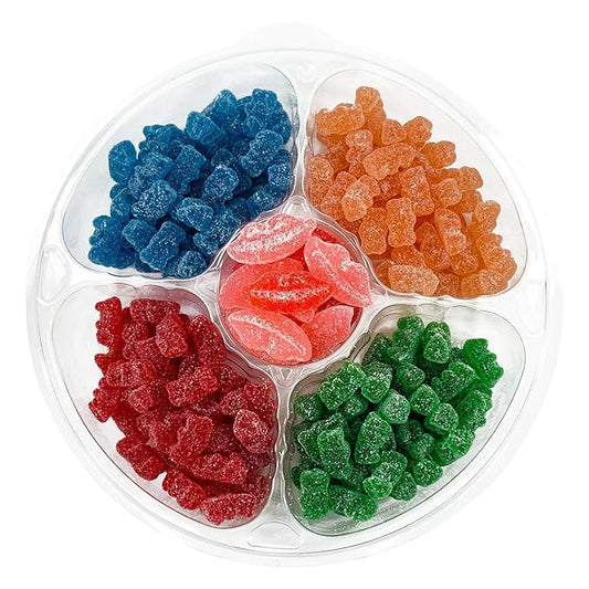 NY Spice Shop Gummy Bears Assorted Candy with Sour Pucker Lips Tray Gift Pack - Variety Pack - 2 Pound Chewy Trendy Treat Snacks Bulk
