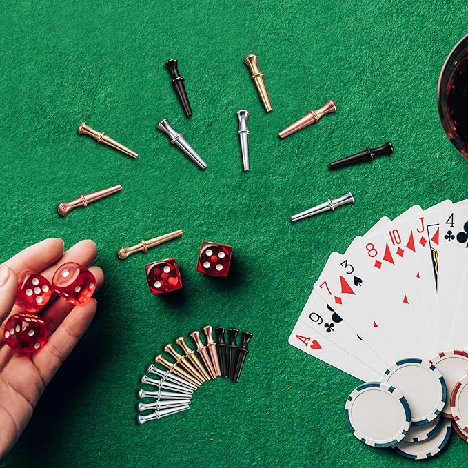 Lounsweer 300 Pcs Metal Cribbage Pegs Crib Board Pegs 4 Colors Crib Pegs Fit 1/8 Holes with Drawstring Storage Pouch Tapered Design for Family and Friend Cribbage Traditional Board Game