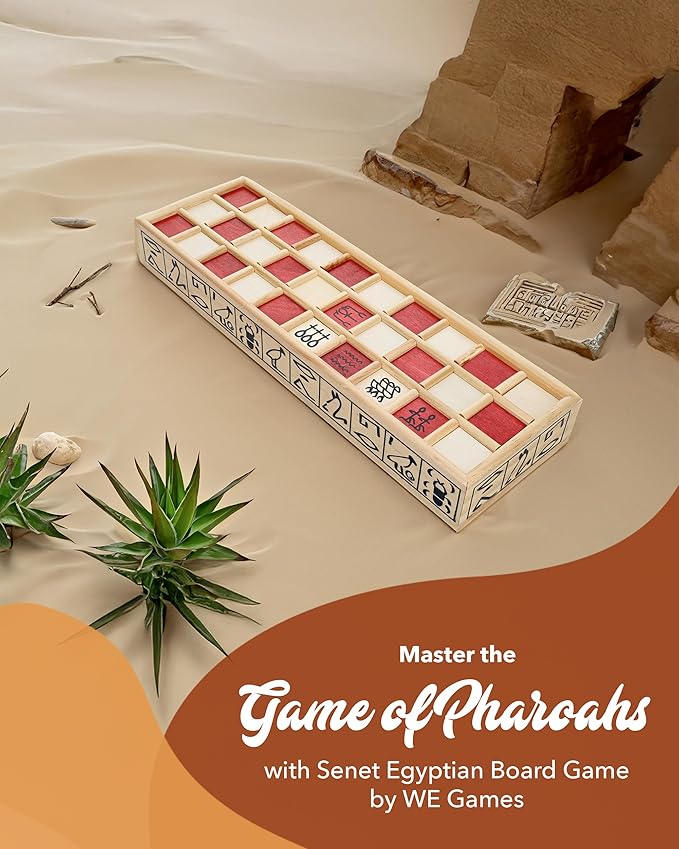 WE Games Senet Egyptian Board Game – Handcrafted Solid Wood Senet Set for Historical Education, Cultural Appreciation & Strategy – Ancient Game for Friends