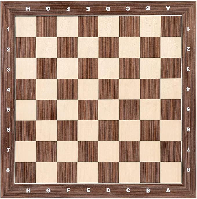 Woodronic 16" Chess Board, Cassia Siamea and Maple Wooden Tournament Chessboard with 1.6" Squares, Ideal Gifts for Professional Chess Players